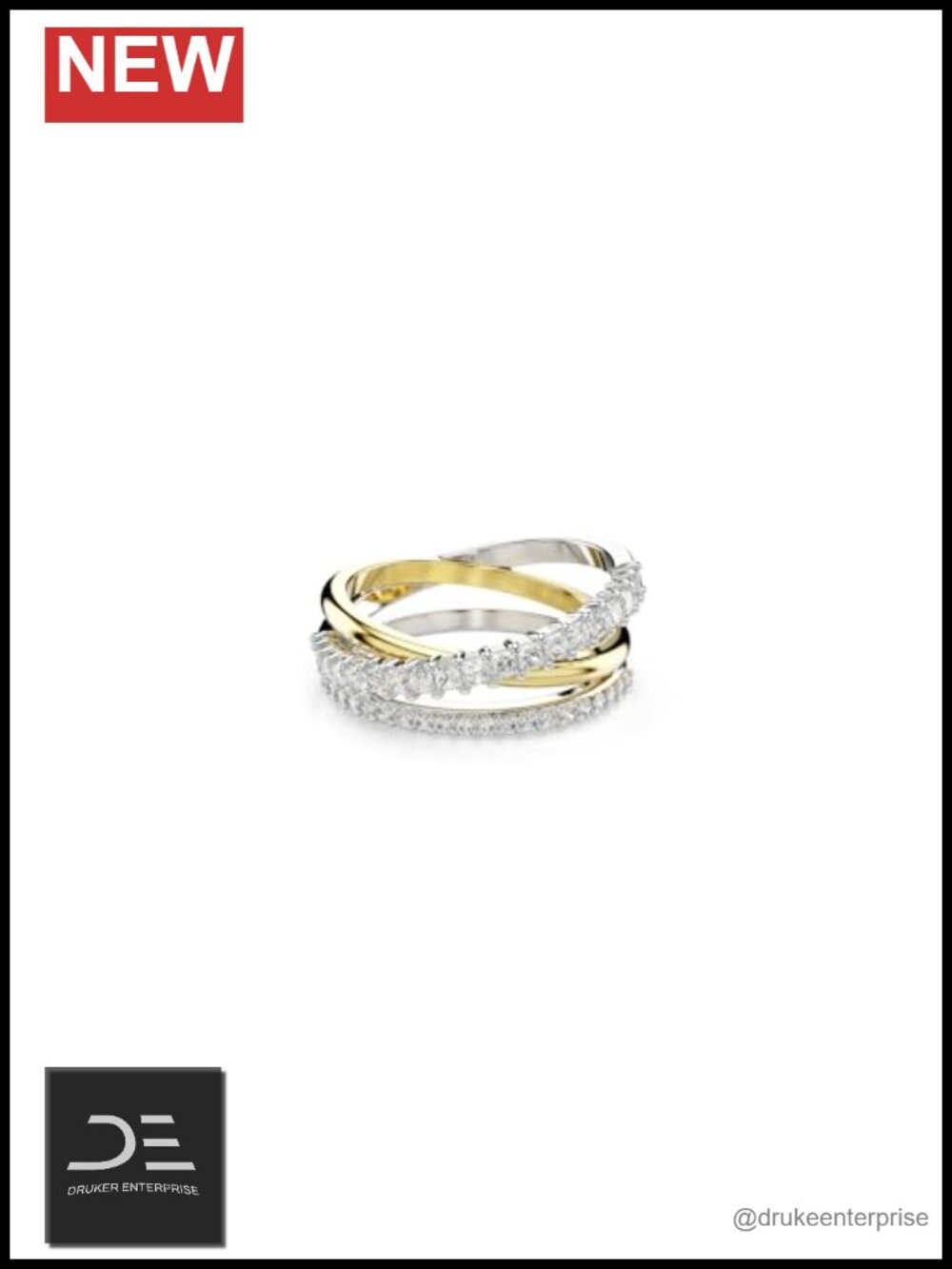 Swarovski Hyperbola Ring Mixed Cuts Clear Rhodium Finish Size 5